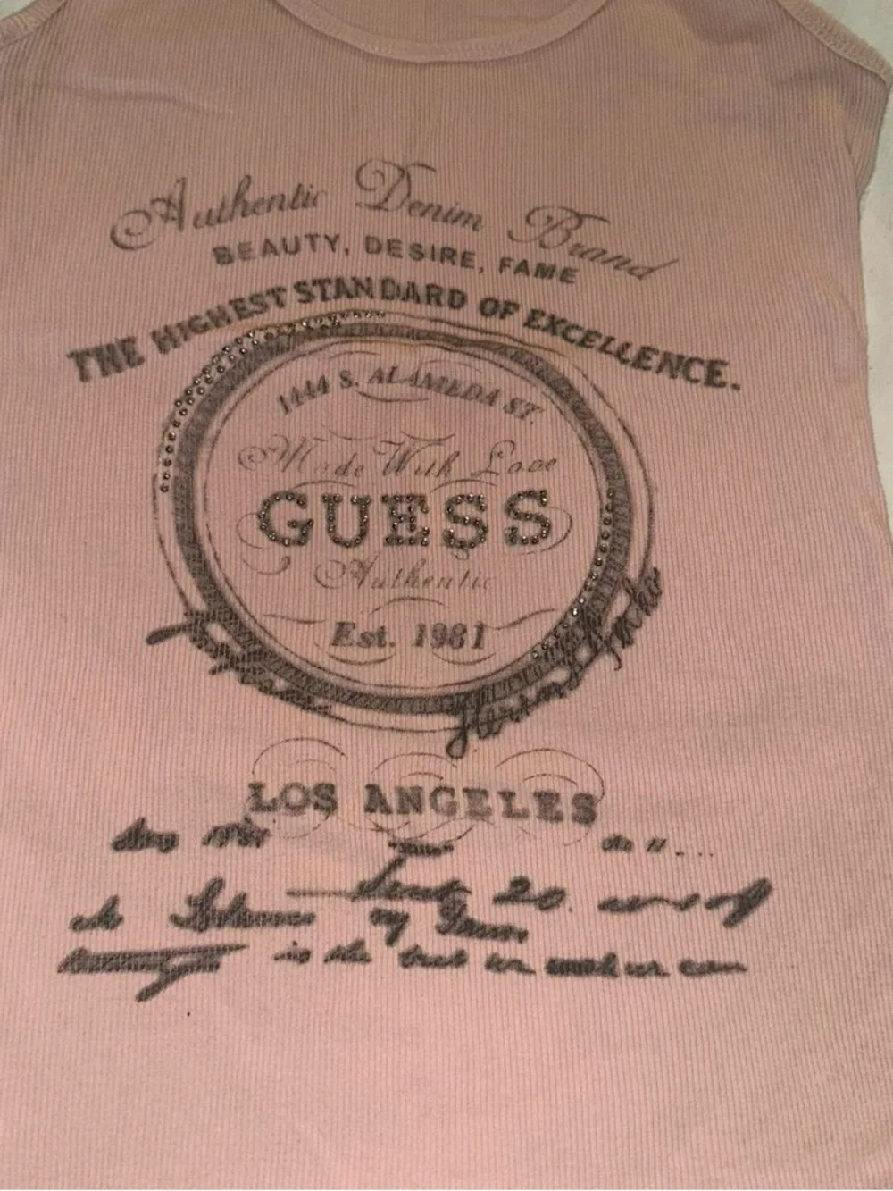 GUESS Light Pink Graphic Ribbed Tank Top - Picture 3 of 4